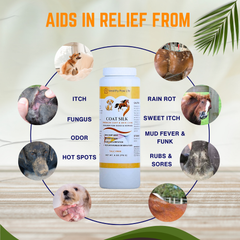 COAT SILK - Canine and Equine Dry Powder | Alleviate Odors and Itchiness | Relieves Rain Rot and Sweet Itch | Holistic Remedy and Soothing Formula