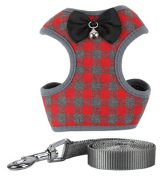 Dapper Pup™ Checkered Bowtie Harness & Leash Set