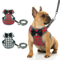 Dapper Pup™ Checkered Bowtie Harness & Leash Set
