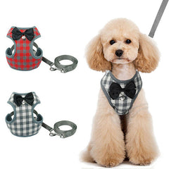 Dapper Pup™ Checkered Bowtie Harness & Leash Set