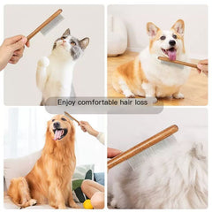 Natural Wood Dog Grooming & Deshedding Comb