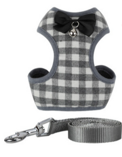 Dapper Pup™ Checkered Bowtie Harness & Leash Set