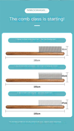 Natural Wood Dog Grooming & Deshedding Comb