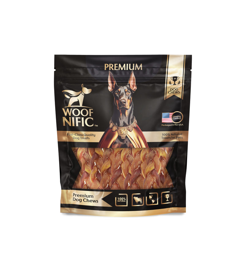 Woof Nific Braided Collagen Sticks for Dogs – Natural Beef Chew