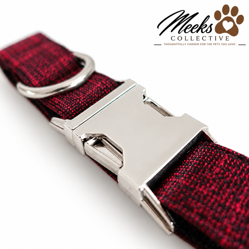 Meeks Crimson Trail Metal Buckle Dog Collar