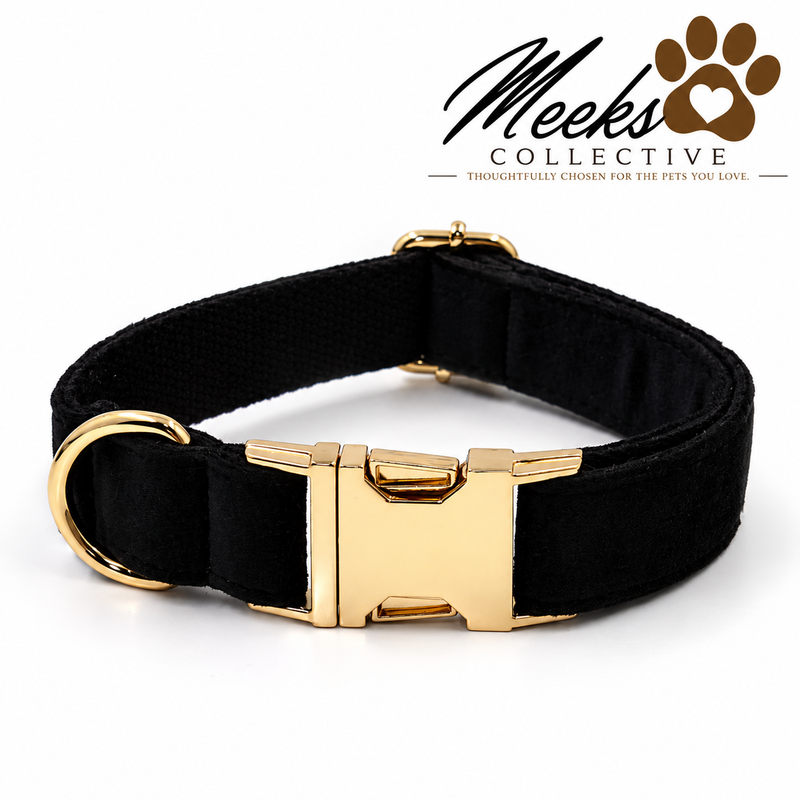 Meeks Midnight Luxe Velvet Dog Collar