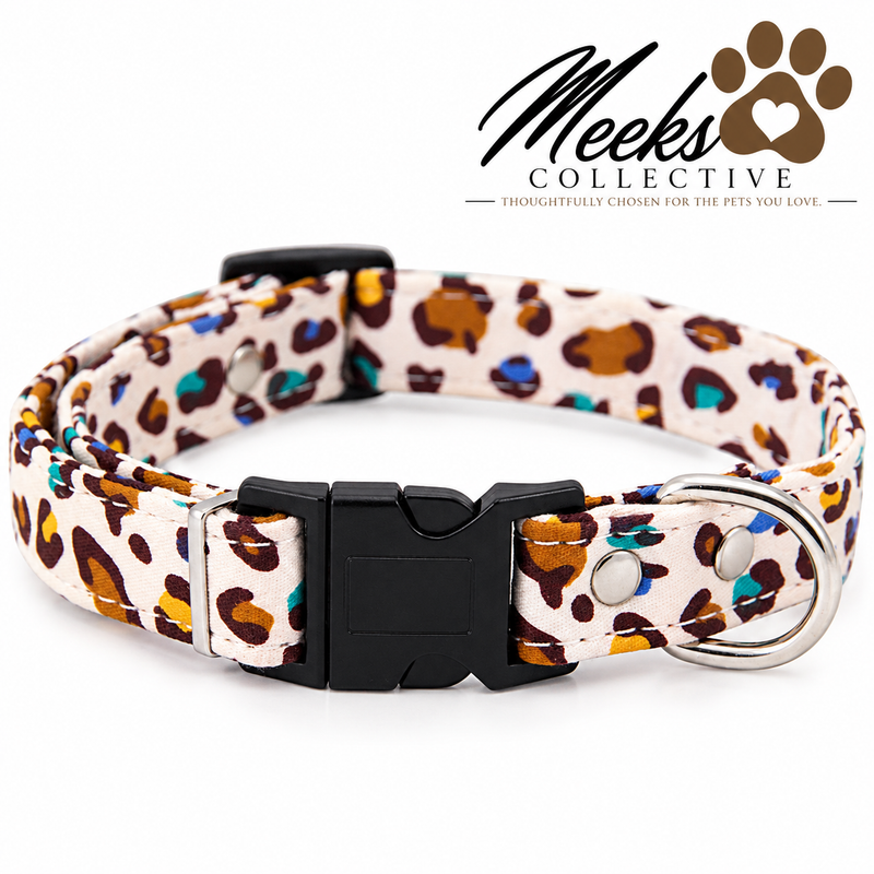 Meeks Wild Mosaic Leopard Dog Collar