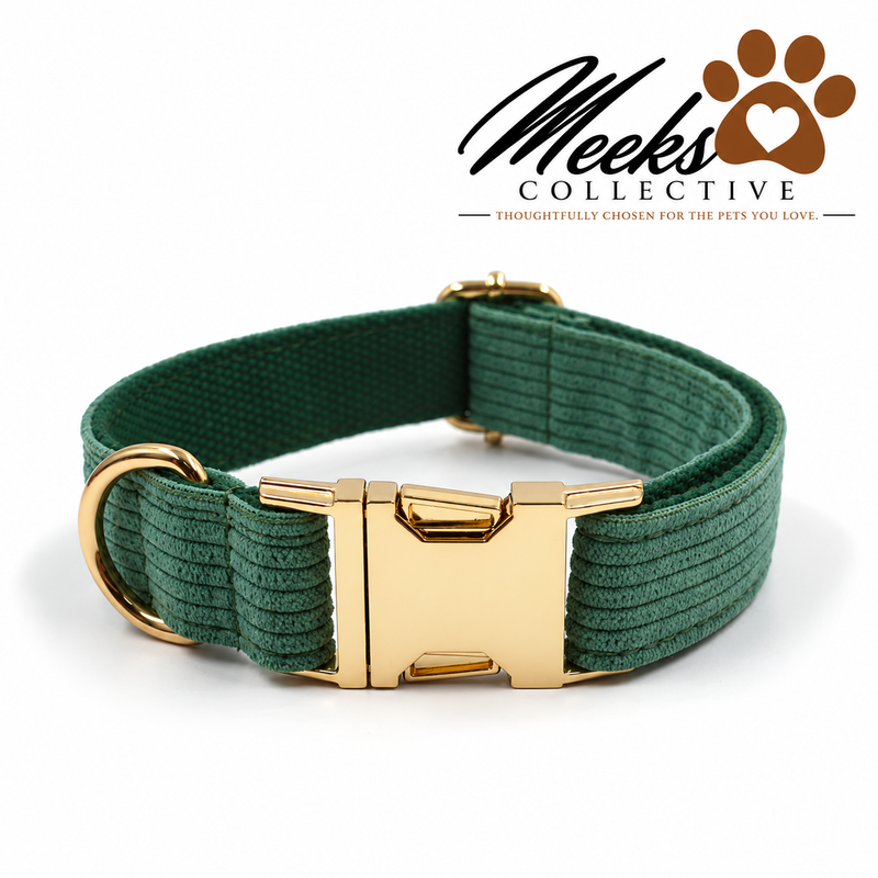 Meeks Evergreen Corduroy Dog Collar