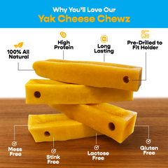 4 Pack Large Yak Cheese - Bully Bone Pro Included