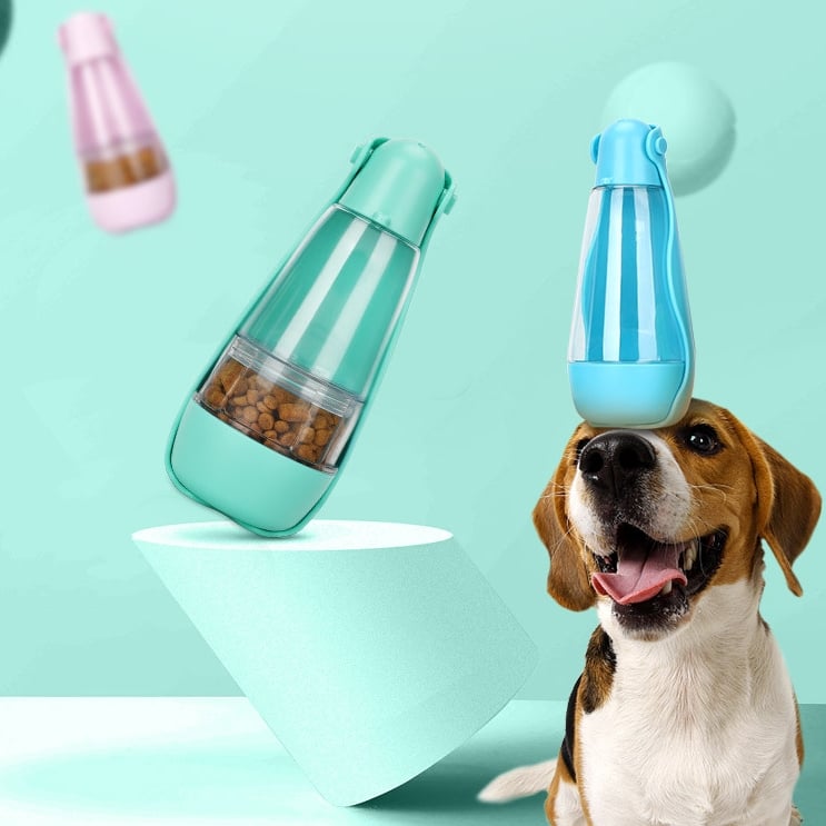 Meeks Adventure 2-in-1 Portable Dog Water Bottle & Food Container