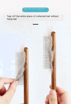 Natural Wood Dog Grooming & Deshedding Comb