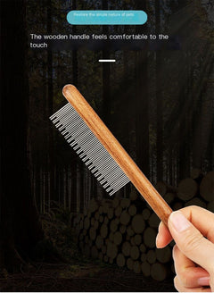 Natural Wood Dog Grooming & Deshedding Comb