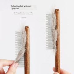 Natural Wood Dog Grooming & Deshedding Comb
